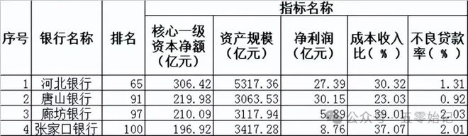 河北省上榜2024年中国银行业前100名单的4家地方银行